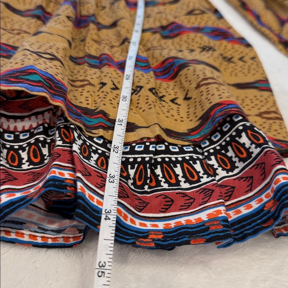 Freeway Mustard Yellow Aztec Print Mini Dress with Blue and Pink Accents - Picture 9 of 9